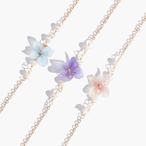 hydrangea flower pearl bracelet