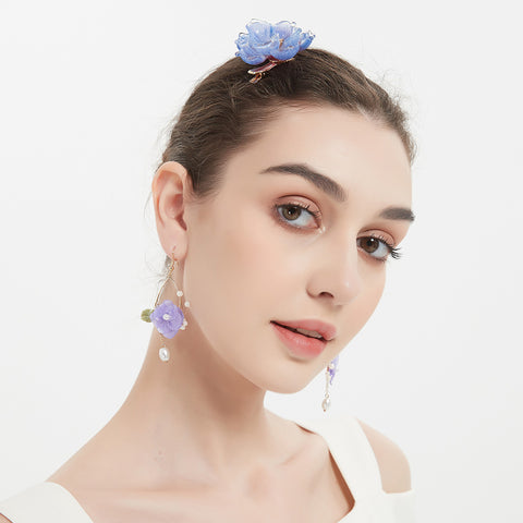*My Rain Garden* Sapphire Rose Hair Clip real flower jewelry