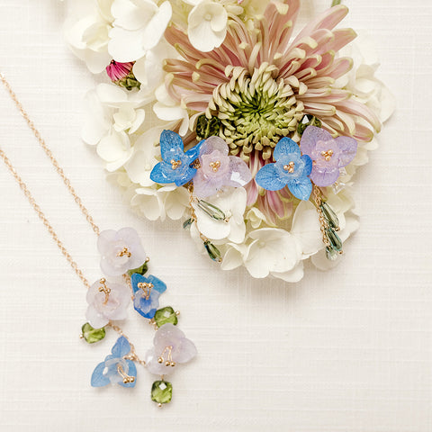 Dancing Purple Hydrangea Drop Earrings real flower jewelry