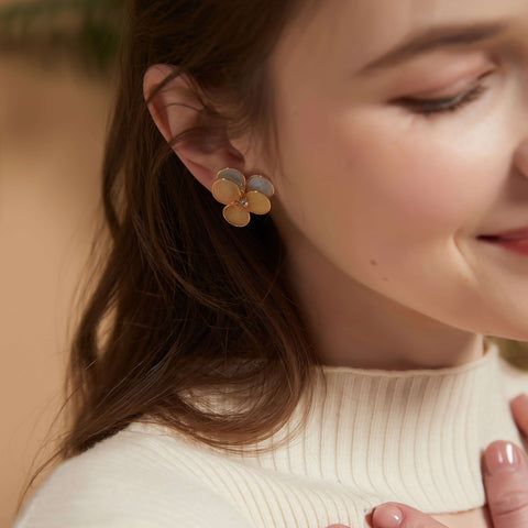 Two-tone Cherry Blosso Two-tone Cherry Blossom Stud Earrings featuring real hydrangea petals m Stud Earrings featuring real hydrangea petals