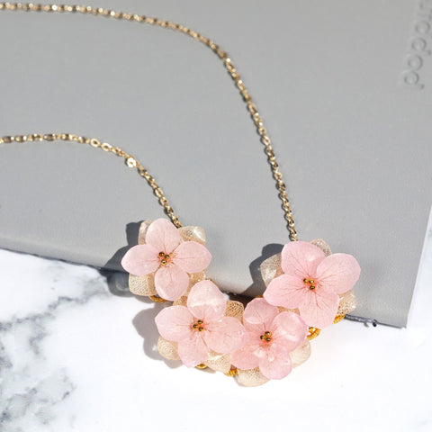 pink cherry flower necklace