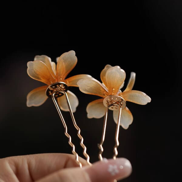 Translucent Yellow Jasmine Flower Hair Pin (2-pc)