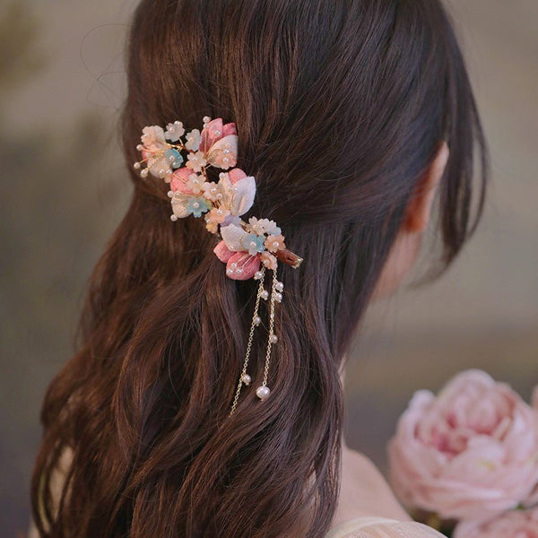 Forget-me-not Pink Freshwater Pearls Hair Clip