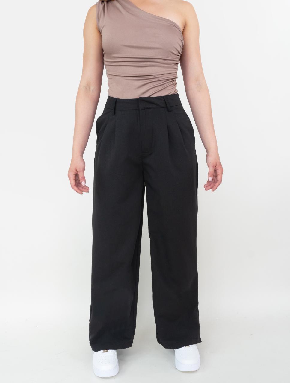Pantalón para Mujer Negro Tiro Alto Fluido - Lia Negro – Molgoa
