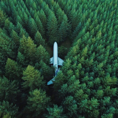 Plane in a forest