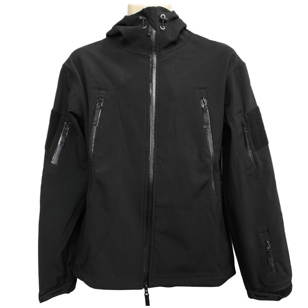Lancer Tactical Soft Shell Jacket with Hood - Large / Black ...