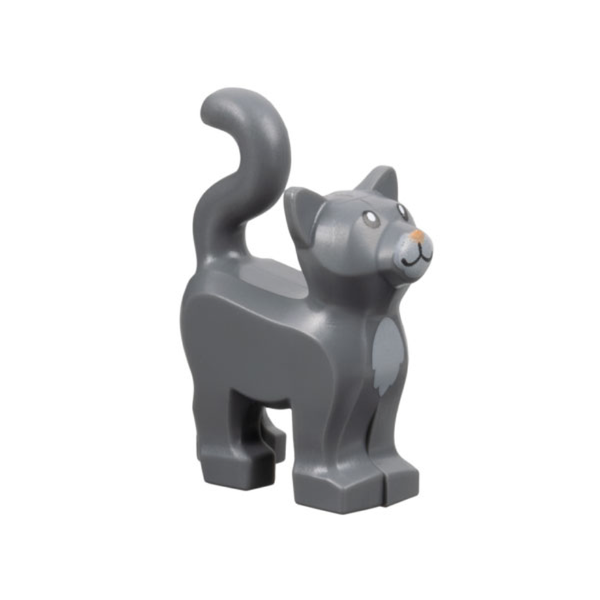 LEGO Cat, Standing with Black Eyes, White Muzzle and Chest, Bright Pink  Nose, Blue Collar with Gold Tag Pattern (Sox)