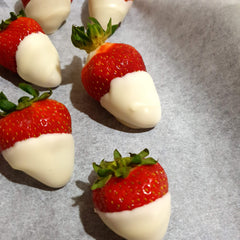 Strawberries coated in white chocolate