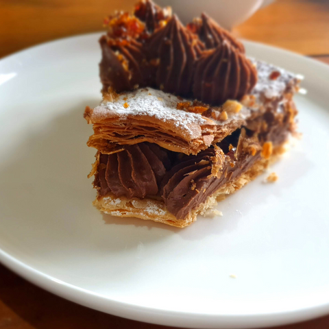 Serve of chocolate mille feuille