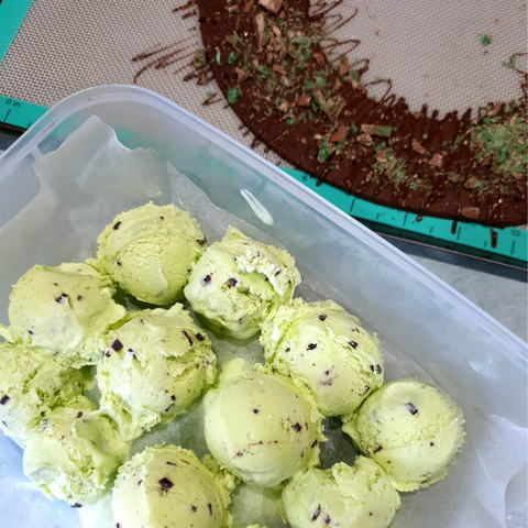 Ice cream scooped into little balls