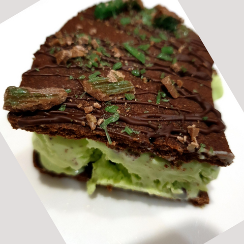 Slice of ice cream sandwich chocolate mint flavour