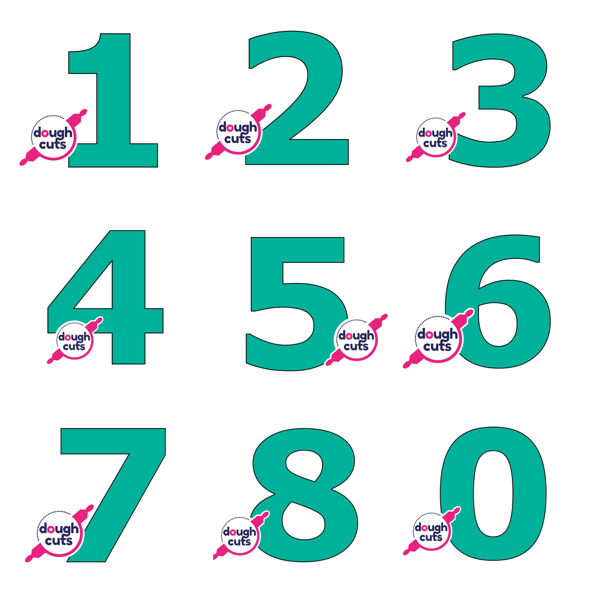 Print At Home Set Of 9 Number Cookie Cake Templates 11 Inches 28cm Doughcuts