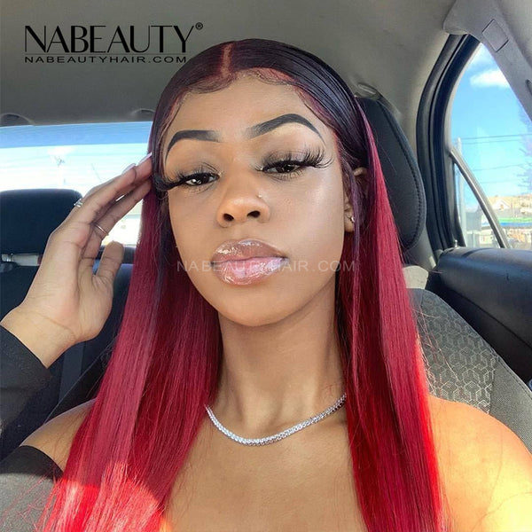 1bburgundy Straight Lace Front Human Hair Wigs Brazilian Vrigin Hair Nabeautyhair 
