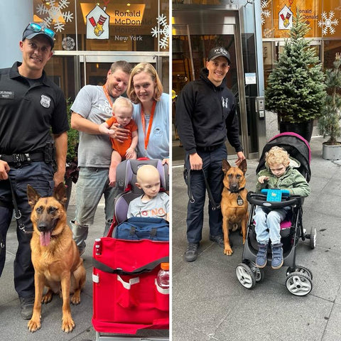 Casey, Andrew and family with the same police officer and dog exactly one year apart from eachother