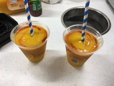 The Mangonada with straw for sipping is a feature at Elmhurst Hospital in the Ronald McDonald Family Rooms