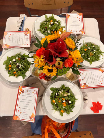 dinner setting at RMH-NY for Thanksgiving dinner.