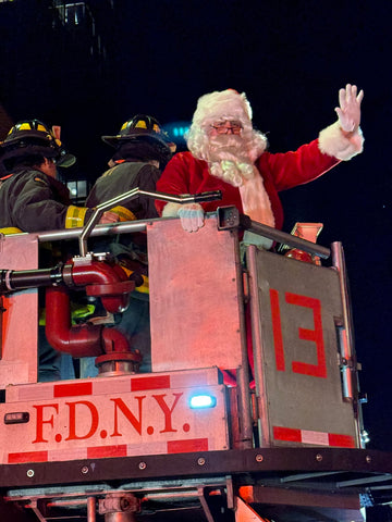 Santa in the firetruck bucket