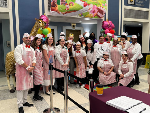 RMH-NY Operations Team as Candy Stripers in the Lobby