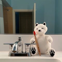 Arctic Fox Stuffed Animal with Bamboo Toothbrush