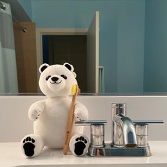 Polar Bear Stuffed Animal with Bamboo Toothbrush