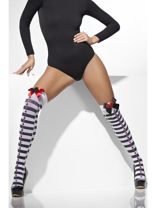 Opaque Tights, Red & White, Striped