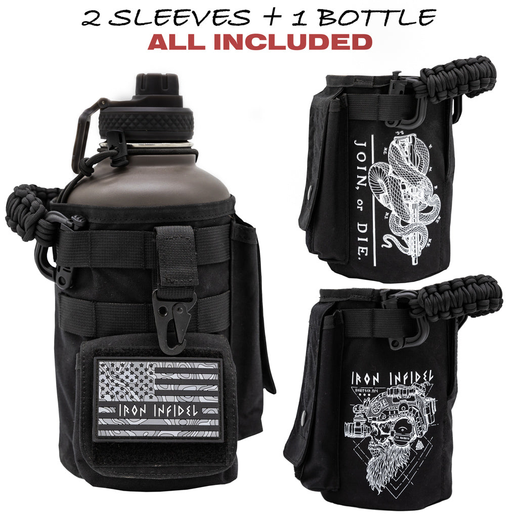 Battle Bottle Sleeve by Iron Infidel- Black B