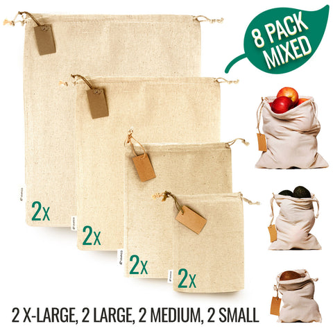 Multipurpose Reusable Cotton Bags Medium 8x10 – Leafico