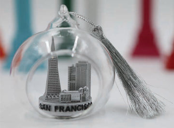 Glass Ornament Of San Francisco Color Sliver Keepsake Christmas Ornaments