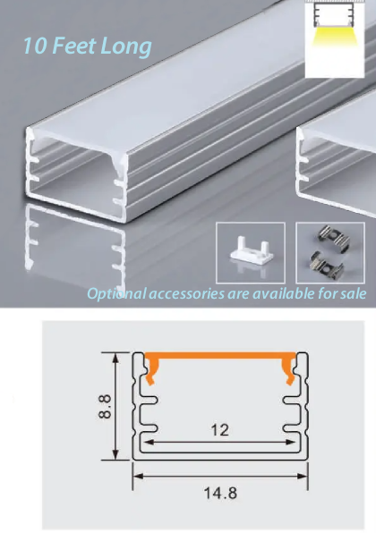  97-71409 LED STRIP ALUMINUM CHANNEL 14*9MM 10FT 