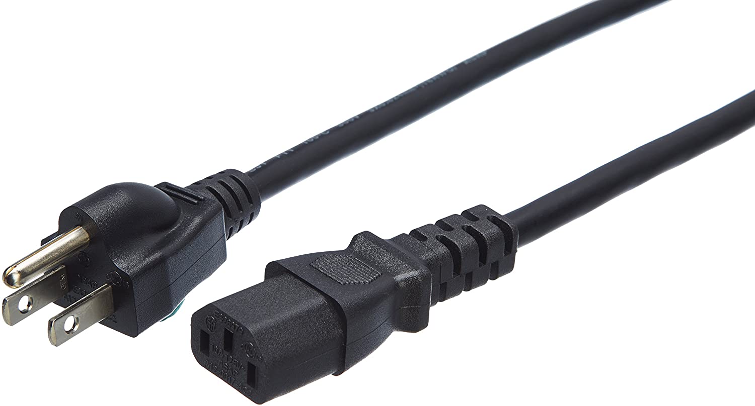  07-0904 Standard Computer Monitor Power Cord 18 AWG 125V 10A (NEMA 5-15 to IEC 60320 C13) 