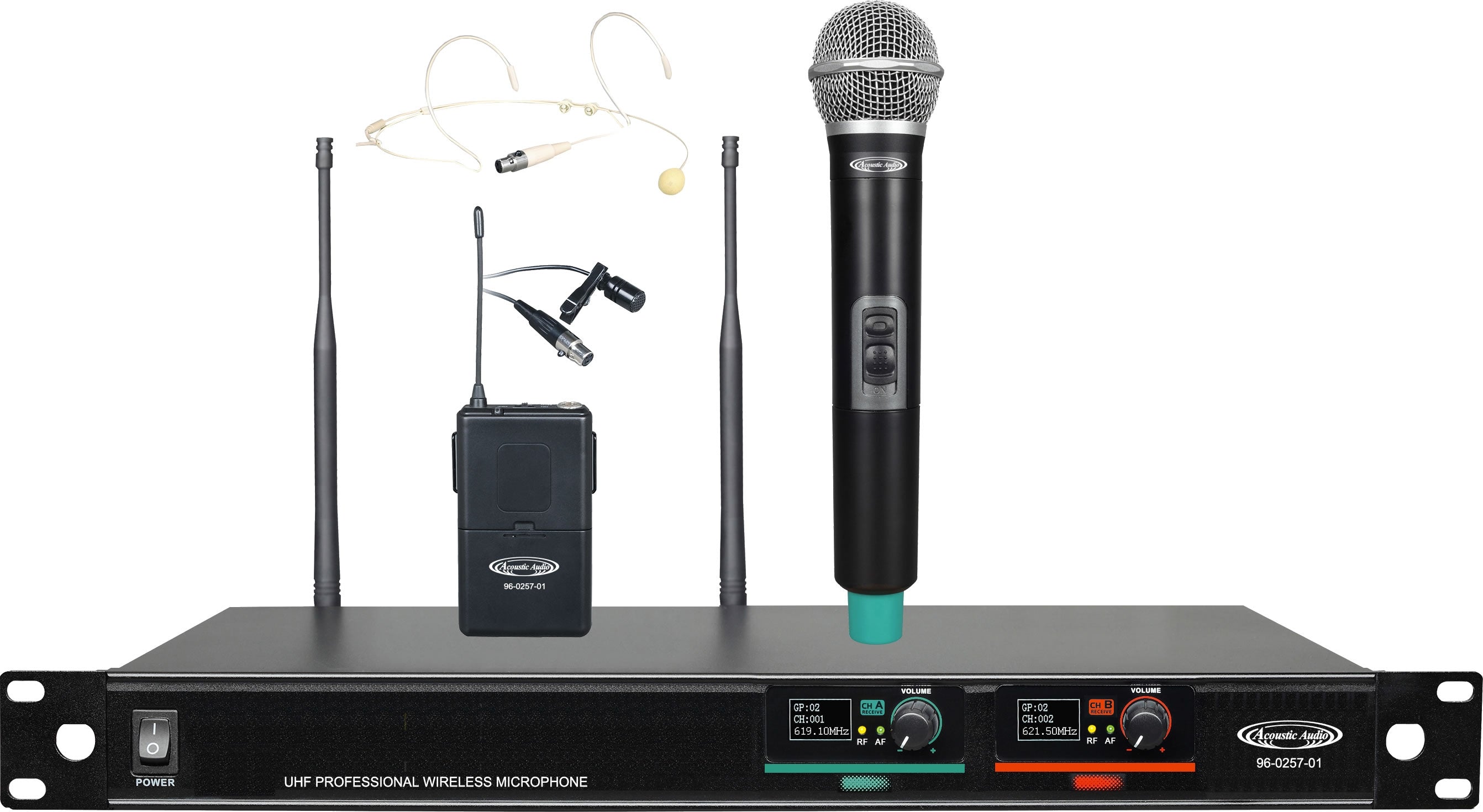  96-0257-01 UHF Professional Wireless Microphone Systems - 1*Wireless Microphone & 1*Headset 