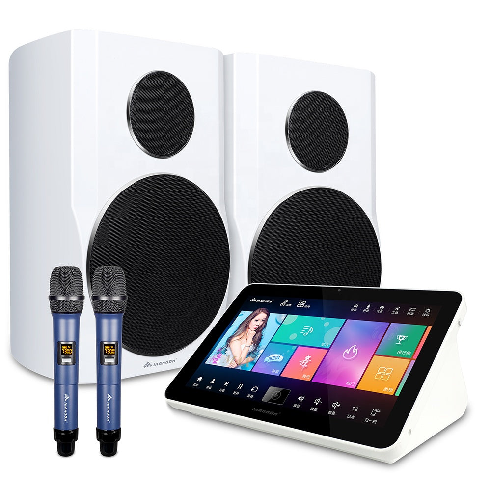  InAndOn 15.6" 5-in-1 Touch Screen V5 MAX Karaoke System with 2x8" Speakers & 2xWireless Microphone 