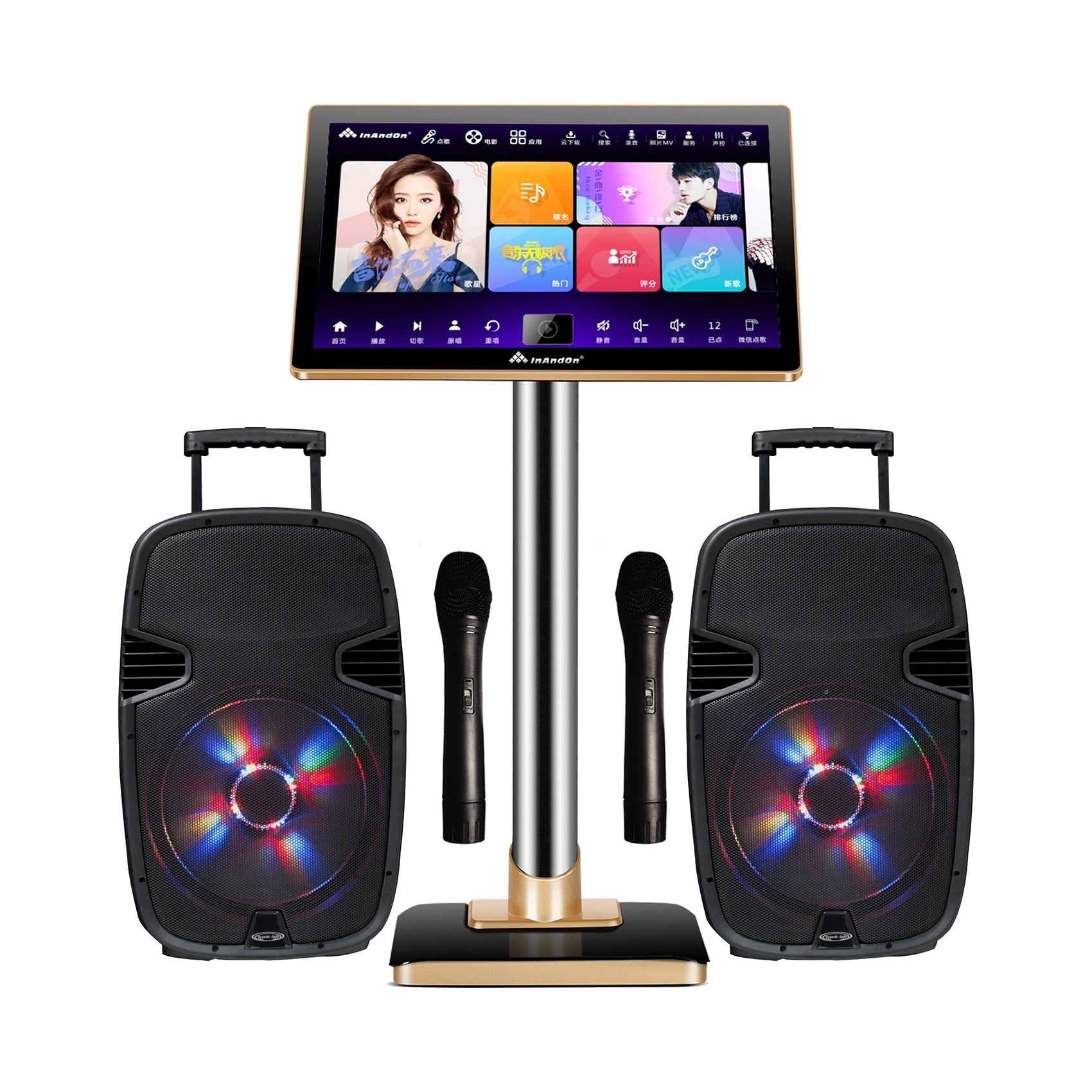  InAndOn 19.5" 3-in-1 4K Touch Screen V5 MAX Karaoke System with 2x10" Speakers 