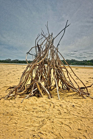 Fire Kindling Arranged to Teepee for fire starting