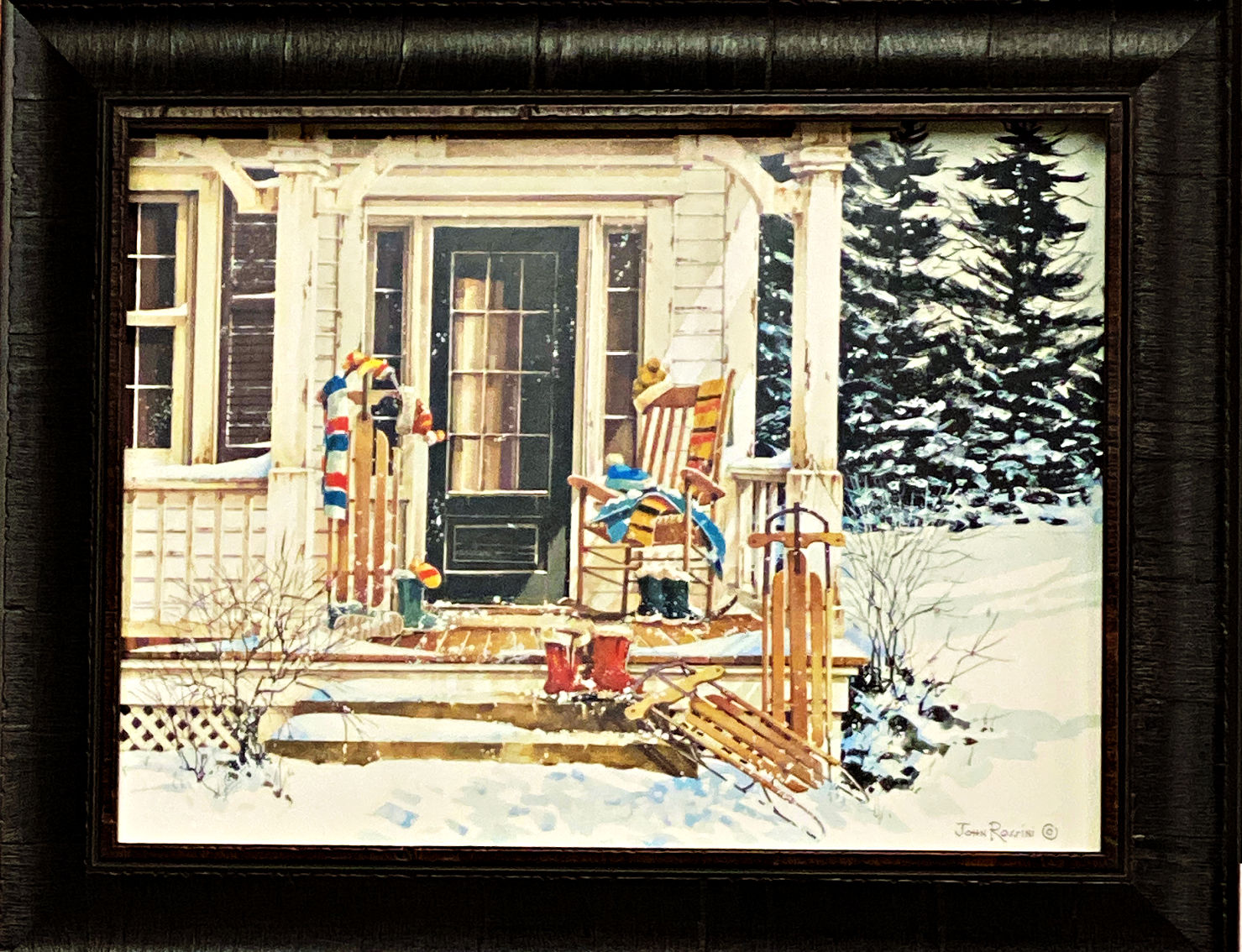 John Rossini Its a Snow Day Sleds Country Art Print-Framed 20 x 16 ...