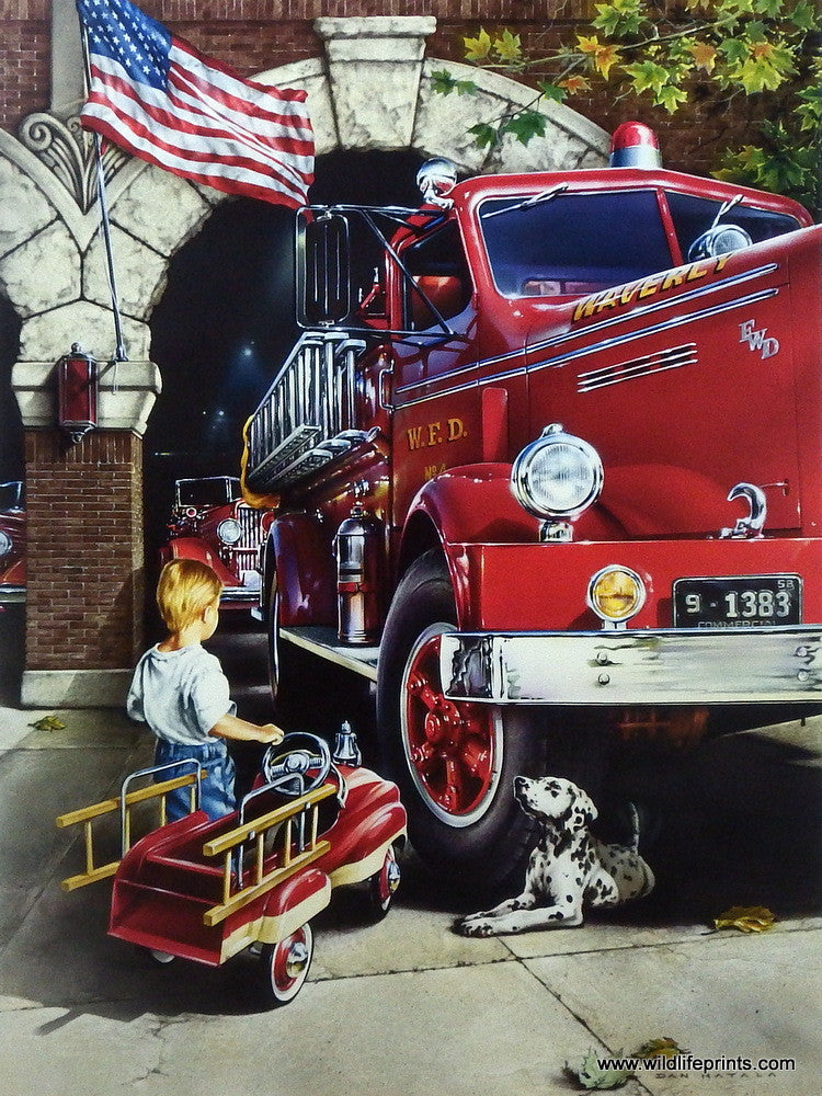 Artist Dan Hatala Classic Fireman Print Childhood Dreams ...