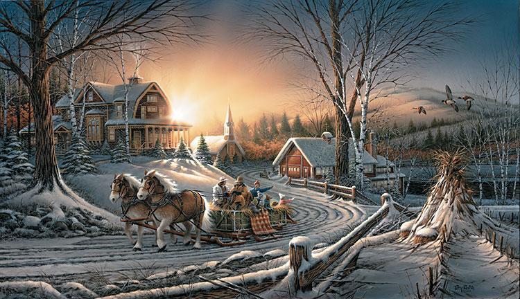 Terry Redlin Pleasures of Winter Holiday Art Print | WildlifePrints.com