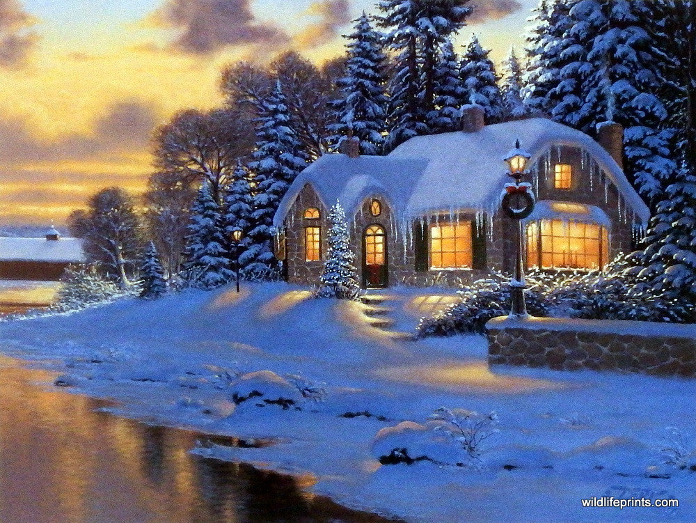 Artist Derk Hansen Unframed Christmas Holiday Print Peaceful Evening ...