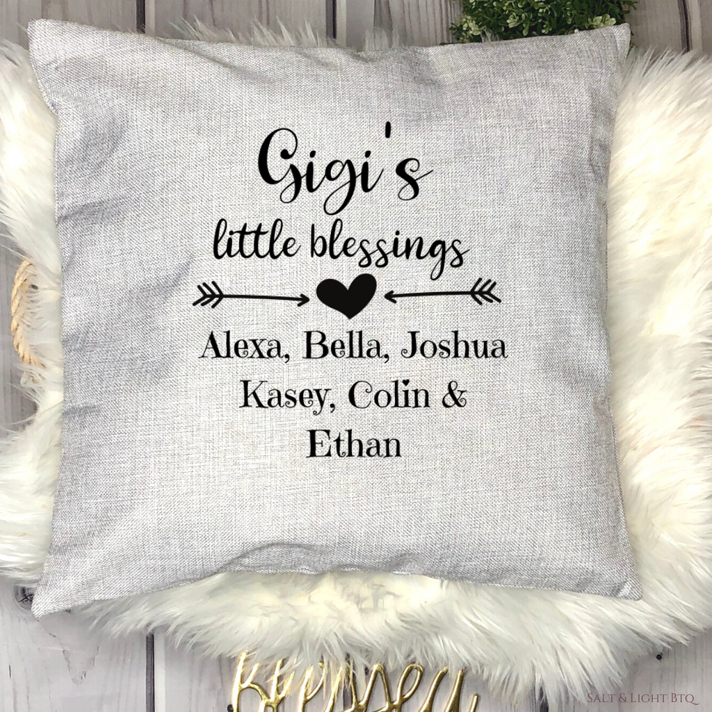 Blessed Grandma Pillows, Grandma Pillow Covers, Personalized