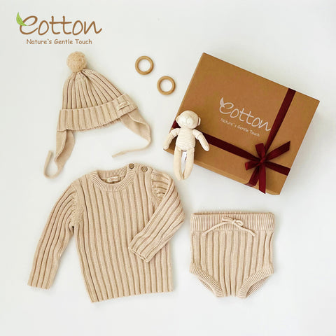 Canada #1 Organic Cotton Baby Gifts | Best Cable Knit Baby Sweater Sets | EottonCanada