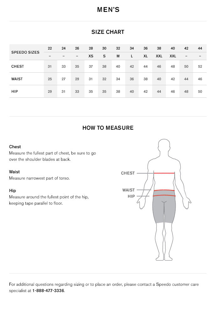 Speedo Size Chart