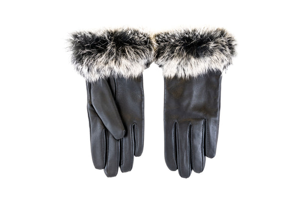 leather gloves with fur cuff