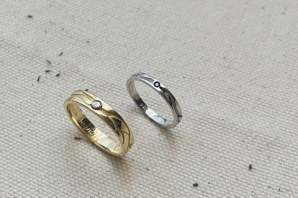 Anillos de boda combinados en oro blanco y amarillo