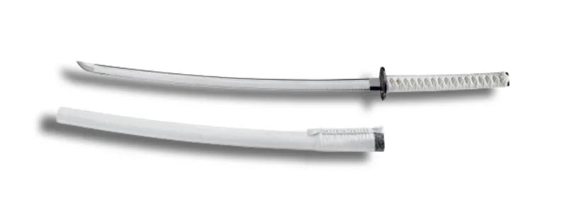 Katana blanc de samourai, blanc avec manche en peau de raie