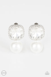 Paparazzi Accessories Gatsby Gleam White Clip-On Earrings