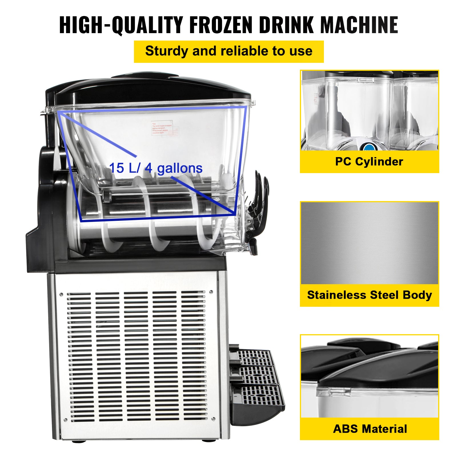 Vevor Commercial Slush Machine Margarita Slush Maker 3x15l Frozen Drin