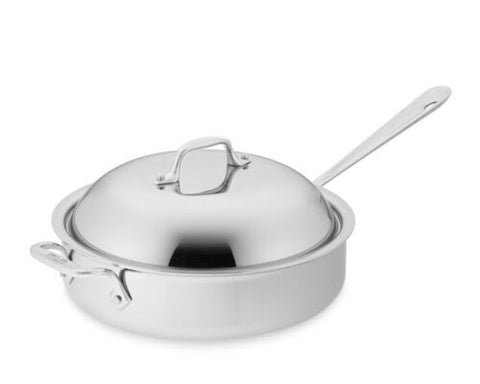 SLOTTET Tri-Ply Whole-Clad Stainless Steel Sauce Pan with Pour Spout,2.5  Quart Small Multipurpose Pasta Pot with Strainer Glass Lid, Saucepan for