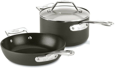 All-Clad Essentials Hard Anodized Nonstick Cookware Set, 2-piece Fry and  Sauce Pan with lid Set - Macy's