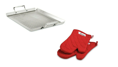 ALL CLAD ALL-CLAD STAINLESS STEEL LASAGNA PAN w/2 RED OVEN MITTS