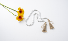 Load image into Gallery viewer, White Wood Beaded Garland with Tassel by Ganz CB178787